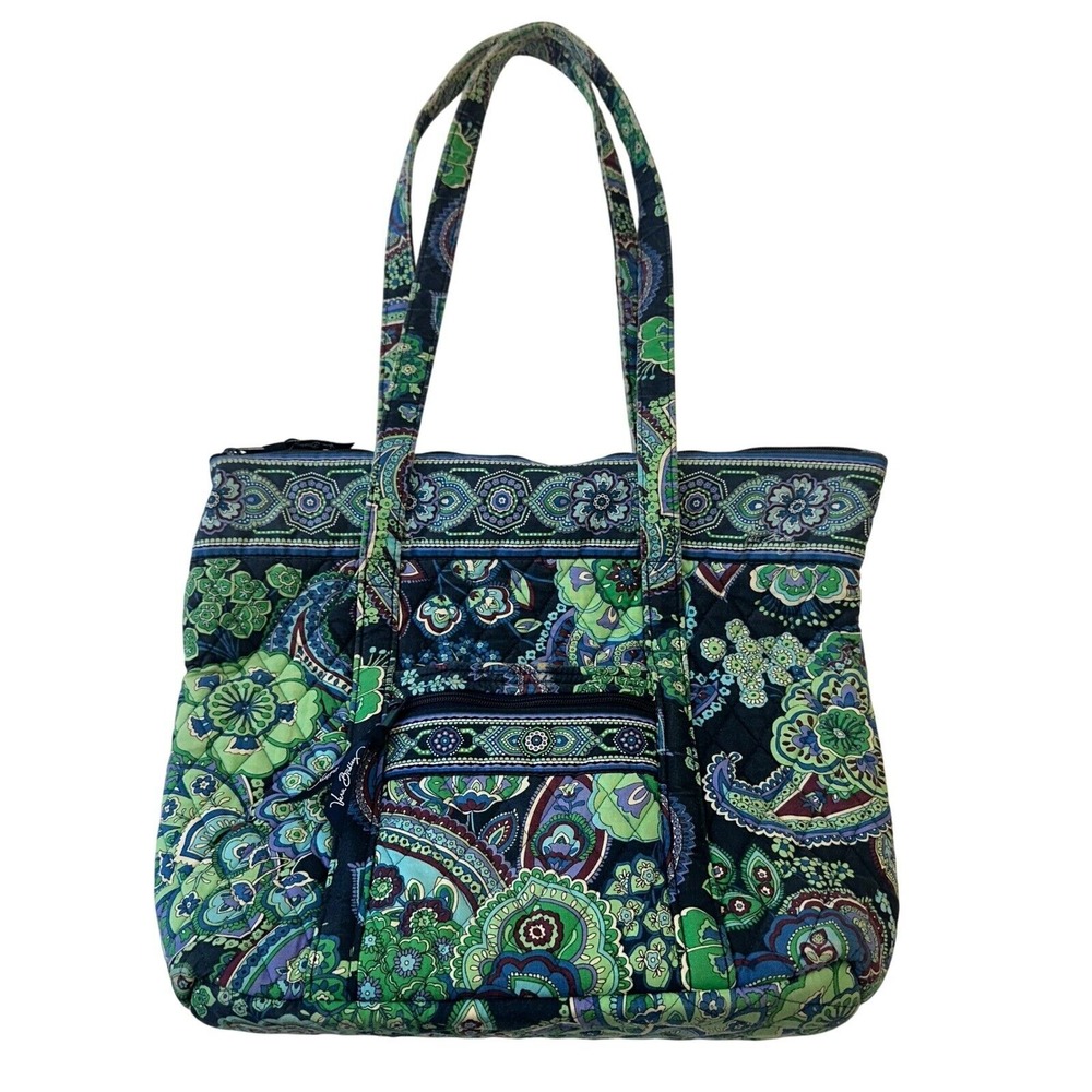 Vera Bradley Tote Bag Quilted Floral Lightweight‎ Travel Carry On Green
